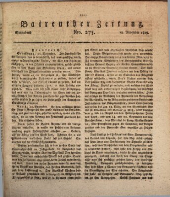 Bayreuther Zeitung Samstag 18. November 1815