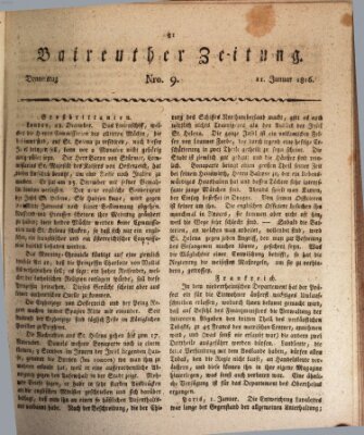 Bayreuther Zeitung Donnerstag 11. Januar 1816