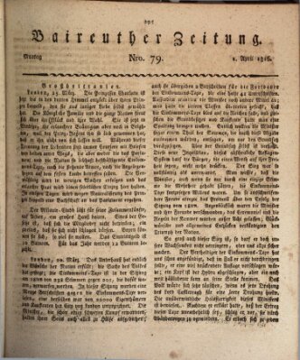 Bayreuther Zeitung Montag 1. April 1816
