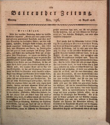 Bayreuther Zeitung Sonntag 18. August 1816