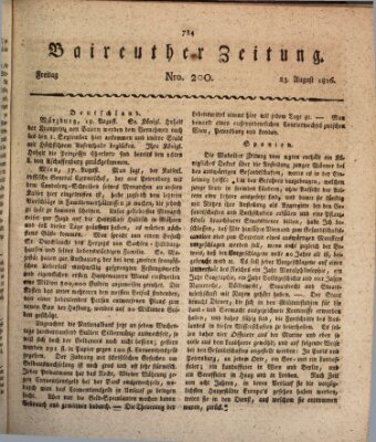 Bayreuther Zeitung Freitag 23. August 1816