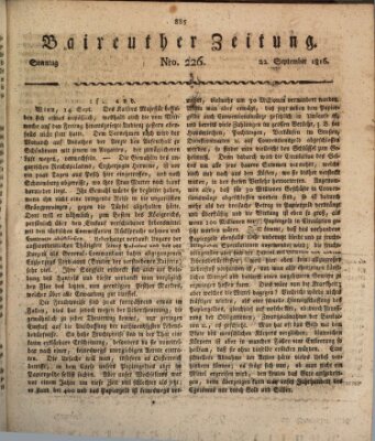 Bayreuther Zeitung Sonntag 22. September 1816