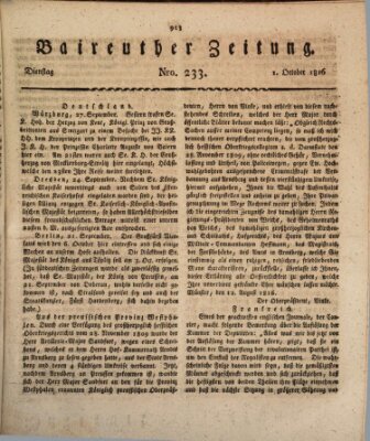 Bayreuther Zeitung Dienstag 1. Oktober 1816