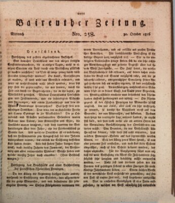 Bayreuther Zeitung Mittwoch 30. Oktober 1816