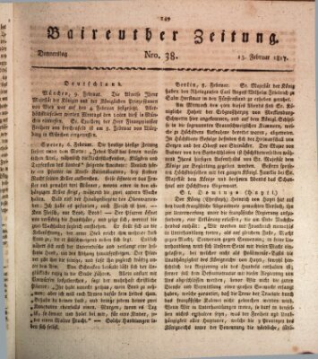 Bayreuther Zeitung Donnerstag 13. Februar 1817