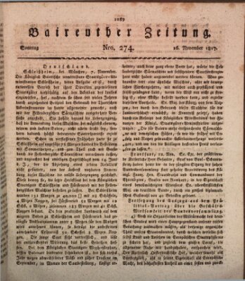 Bayreuther Zeitung Sonntag 16. November 1817