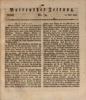 Bayreuther Zeitung Dienstag 14. April 1818