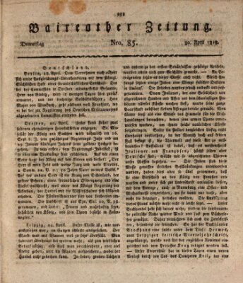 Bayreuther Zeitung Donnerstag 30. April 1818