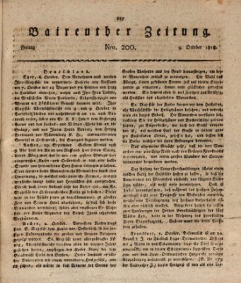 Bayreuther Zeitung Freitag 9. Oktober 1818
