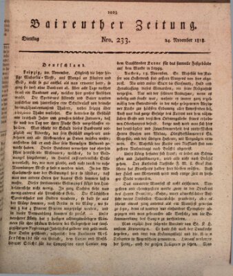 Bayreuther Zeitung Dienstag 24. November 1818