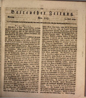 Bayreuther Zeitung Sonntag 13. Juni 1819