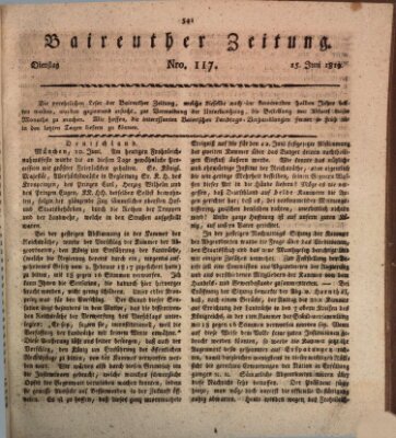 Bayreuther Zeitung Dienstag 15. Juni 1819