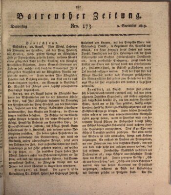 Bayreuther Zeitung Donnerstag 2. September 1819