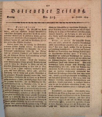 Bayreuther Zeitung Sonntag 31. Oktober 1819