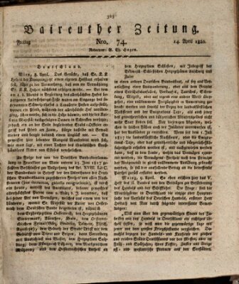 Bayreuther Zeitung Freitag 14. April 1820