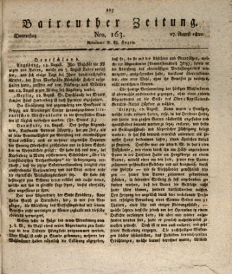 Bayreuther Zeitung Donnerstag 17. August 1820