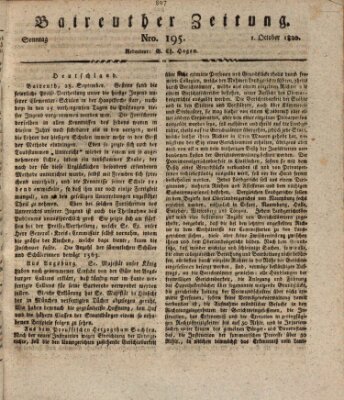 Bayreuther Zeitung Sonntag 1. Oktober 1820