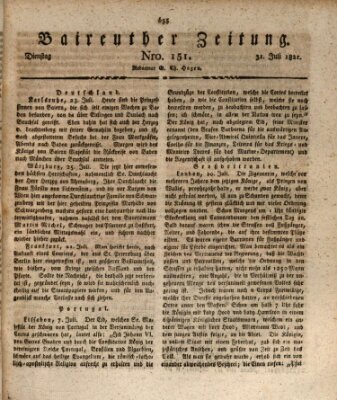 Bayreuther Zeitung Dienstag 31. Juli 1821