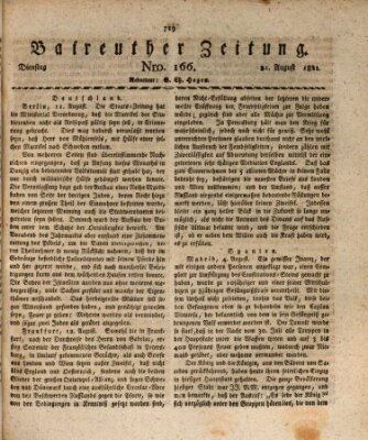 Bayreuther Zeitung Dienstag 21. August 1821
