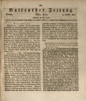 Bayreuther Zeitung Dienstag 9. Oktober 1821