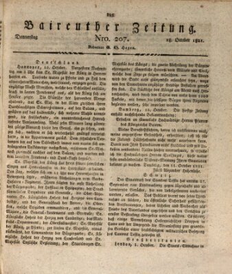 Bayreuther Zeitung Donnerstag 18. Oktober 1821