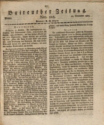 Bayreuther Zeitung Montag 12. November 1821