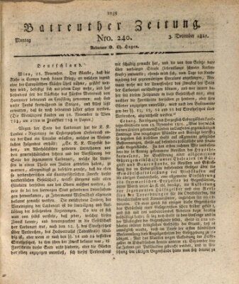 Bayreuther Zeitung Montag 3. Dezember 1821