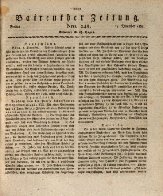 Bayreuther Zeitung Freitag 14. Dezember 1821