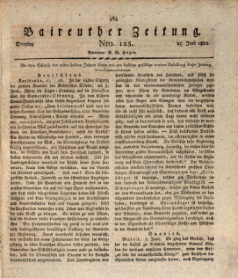 Bayreuther Zeitung Dienstag 25. Juni 1822