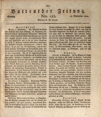 Bayreuther Zeitung Sonntag 15. September 1822