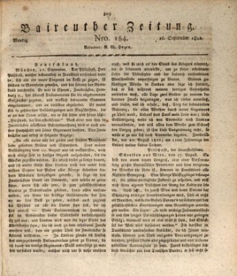 Bayreuther Zeitung Montag 16. September 1822