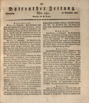 Bayreuther Zeitung Donnerstag 26. September 1822