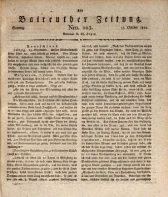 Bayreuther Zeitung Sonntag 13. Oktober 1822