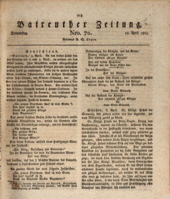 Bayreuther Zeitung Donnerstag 10. April 1823