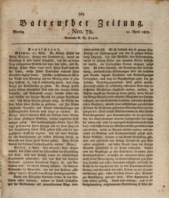 Bayreuther Zeitung Montag 21. April 1823
