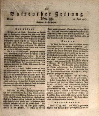 Bayreuther Zeitung Montag 28. April 1823