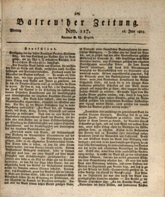 Bayreuther Zeitung Montag 16. Juni 1823