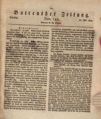 Bayreuther Zeitung Dienstag 22. Juli 1823
