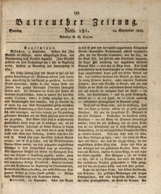 Bayreuther Zeitung Sonntag 14. September 1823