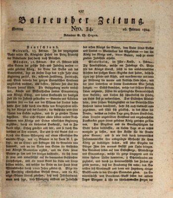 Bayreuther Zeitung Montag 16. Februar 1824