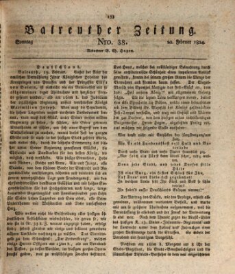 Bayreuther Zeitung Sonntag 22. Februar 1824
