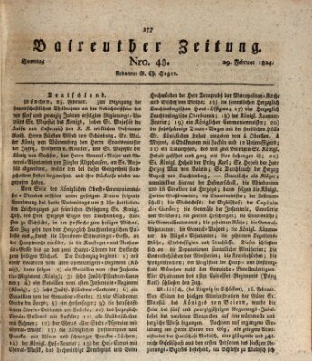Bayreuther Zeitung Sonntag 29. Februar 1824