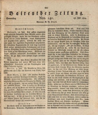 Bayreuther Zeitung Donnerstag 15. Juli 1824