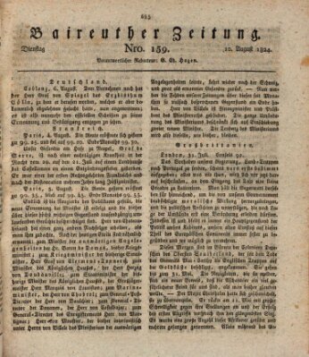 Bayreuther Zeitung Dienstag 10. August 1824