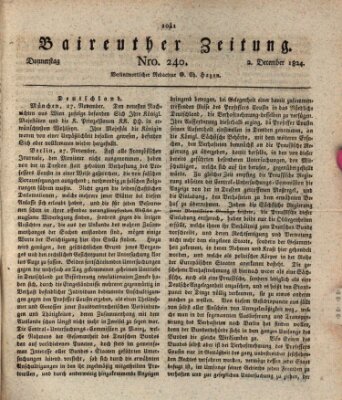 Bayreuther Zeitung Donnerstag 2. Dezember 1824