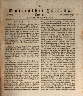Bayreuther Zeitung Sonntag 16. Januar 1825