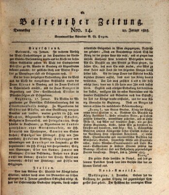 Bayreuther Zeitung Donnerstag 20. Januar 1825