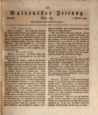 Bayreuther Zeitung Dienstag 1. Februar 1825