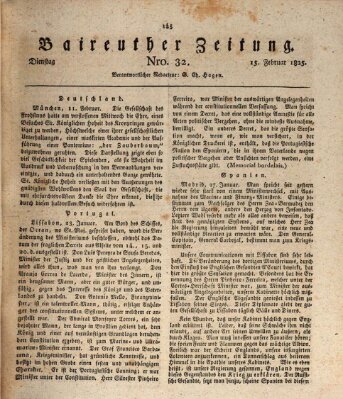 Bayreuther Zeitung Dienstag 15. Februar 1825