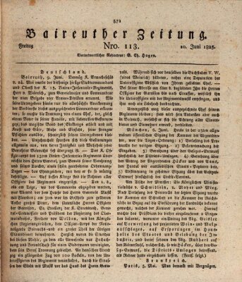 Bayreuther Zeitung Freitag 10. Juni 1825